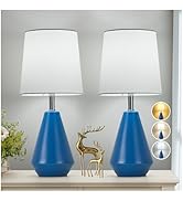 Small Bedside Table Lamp for Bedroom-Reading Desk Lamp Set of 2,with 3 Color Temperatures,15.5" N...