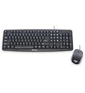 Verbatim Slimline Wired Keyboard and Mouse Combo USB Plug-and-Play Numeric Keypad Adjustable Tilt...