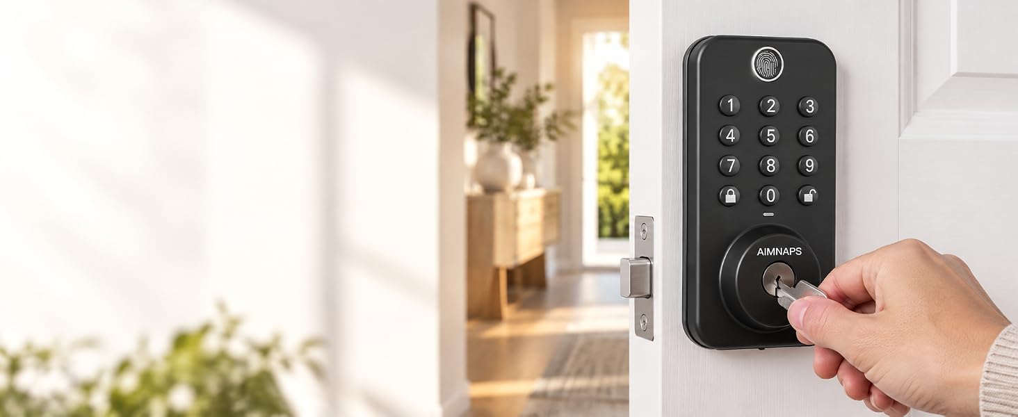 smart deadbolt lock with backup physical keys for emergency entry