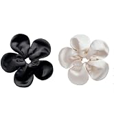 2Pcs Black and White Large Flower Hair Scrunchies, Fabric, 24 cm/9.44 inch in Diameter, Hair Ties...