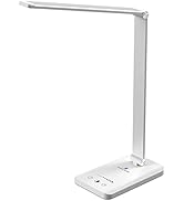 Ambertronix LED Desk Lamp with USB Charging Port, Dimmable Eye-Caring Reading Desk Light for Home...