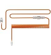 ATTACK SHARK C01 RGB Backlit Custom Coiled USB C to A Cable for Mechanical Keyboard,Double-Sleeve...