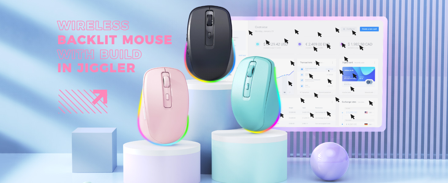 pink wireless mouse with jiggler