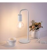 Iporovon Industrial Table Lamp for Bedroom, Small Side Table Lamp for Nightstand with Wire Switch...