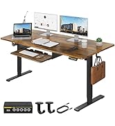 Gamork Electric Standing Desk with Keyboard Tray 48"x24"Adjustable Height Stand Up Desk with Lock...