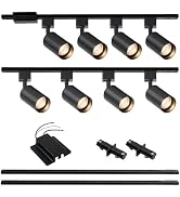 Hiiglxii 8-Light LED Track Lighting Kit with 6.6FT H Track Lighting Rails &amp; Floating Canopy Conne...