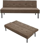 Panana Modern Convertible Futon Sofa Bed for Compact Small Space Living Room Apartment (Brown)
