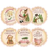 G2PLUS 120Pcs Merry Christmas Stickers - 2'' Round Self-Adhesive Waterproof Holiday Stickers, 6 D...