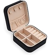 MODENGKONGJIAN Mini Jewelry Travel Case, PU Leather Travel Jewelry Organizer Box, Small Portable ...