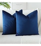 OTOSTAR Pack of 2 Velvet Soft Decorative Throw Pillow Covers 18 x 18 Inch Solid Square Cushion Ca...