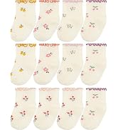 Aroveea Non Slip Grip Ankle Baby Socks 12 Pack for Toddler Boys and Girls Kids,Infant Cute Cotton...