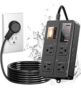 IPX6 Outdoor Power Strip Weatherproof, Waterproof Surge Protector with 4 Wide Outlet with 2A2C US...