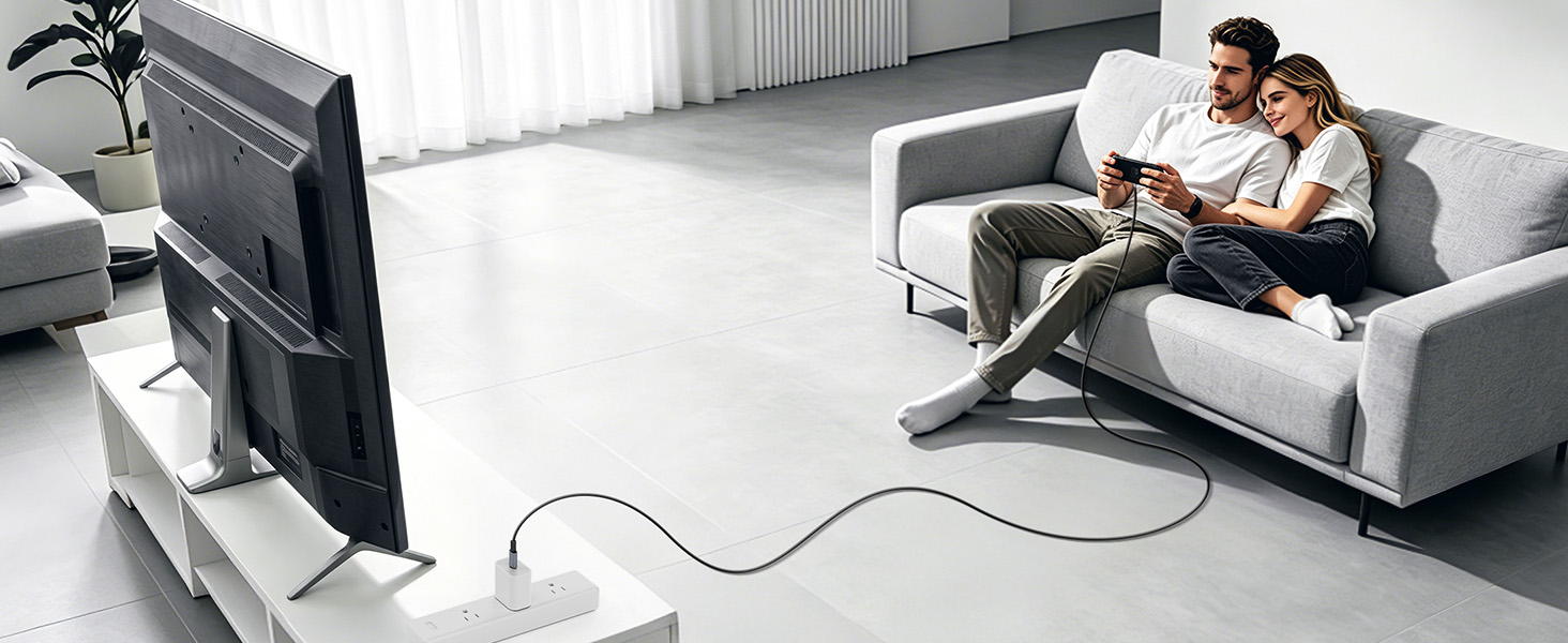 Long USB-C Cable, Ideal for Gaming &amp;amp; Living Room Charging