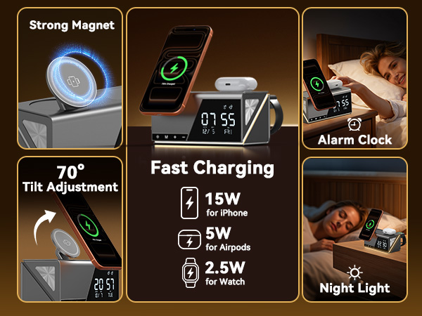 apple charging station with clock alarm clock charging station wireless charger alarm clock