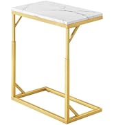 Joyofcife C-Shaped End Table, Small Sofa Table with Metal Frame, Adjustable Height Side Table for...