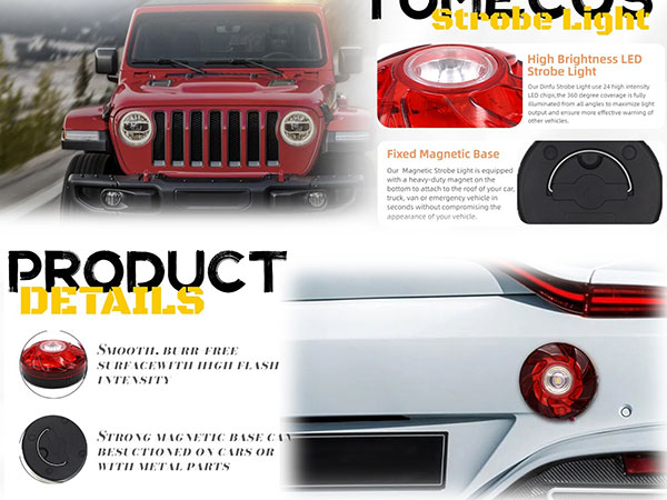 Emergency Flare Alert LED Flare Beacon Auto Roadside Safety Warning Signal Caution Light