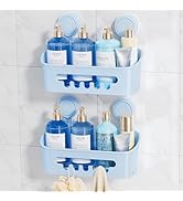LEVERLOC Shower Caddy Suction Cup 2 Pack, Shower Organizer Removable Bathroom Shelf, Storage for ...
