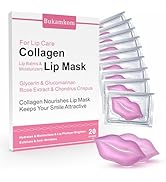 Bukamkom Collagen Lip Masks Bulk(20 Pieces/Box),Lips Mask Sheet to Reduce Dark Lips to Remove Dea...