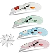 Scimaker Folding Box Cutters Utility Knife Set Lightweight 4 - Piece Razor Knives Back-lock Mecha...