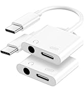 USB C to 3.5mm Headphone and Charger Adapter, 2-Pack Type C to Aux Jack Dongle Cable Cord with PD...