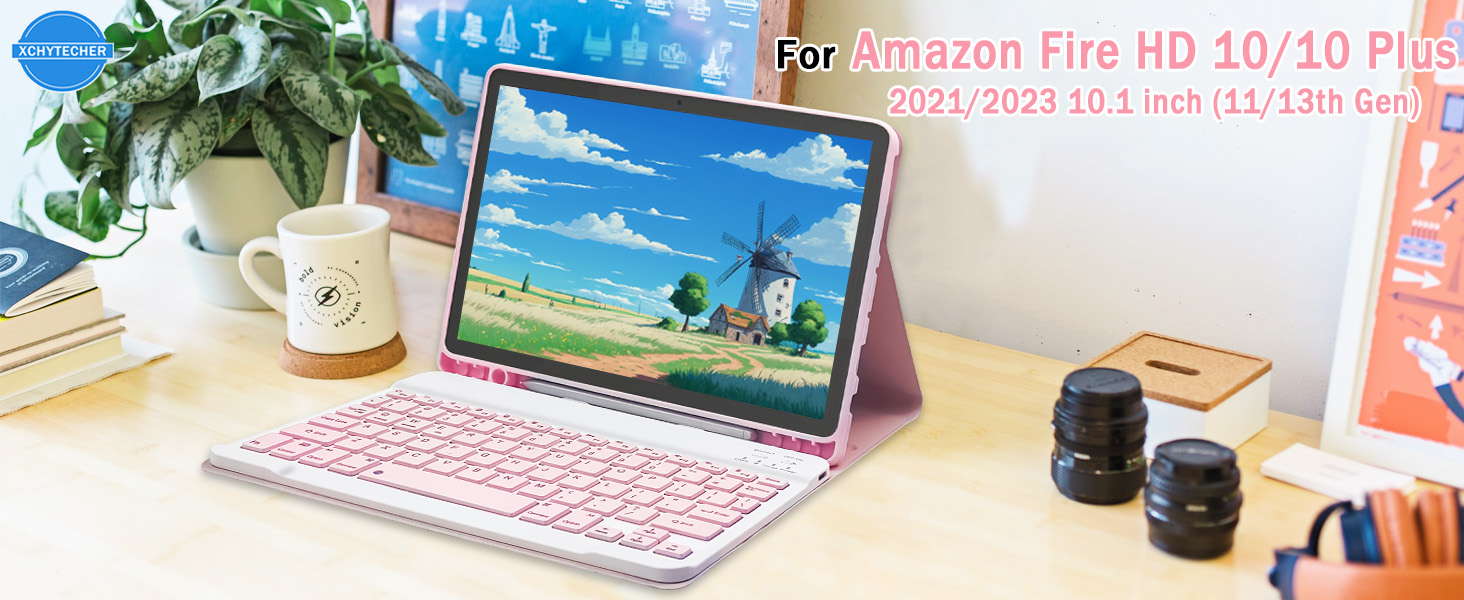 HD 10/10 Plus Keyboard case-Pink+-1