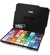 HIMI Gouache Paint Set, 112 Colors x 12g Twin Jelly Cup Design in a Carrying Case, Non-Toxic Goua...
