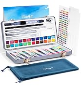 JusArt 108 Colors Watercolor Paint Set,Art Supplies with Metallic Color, Detail Painting Brushes,...