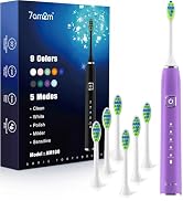 7AM2M Ultrasonic Electric Toothbrush with 6 Brush Heads for Adults&amp;Kids, Type C Charging, One Cha...