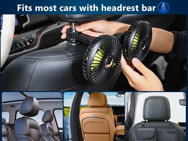 DICMKY Dual Head Car Cooling Fan for Back Seat