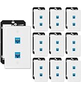 Iwillink 10Gbps Ethernet Wall Plate CAT6A, 2-Port Keystone Wall Plate and Jack Outlet, RJ45 Wall ...