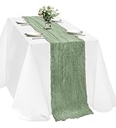 Sage Green Cheesecloth Table Runner, 120 inch 10ft Boho Rustic Gauze Cheese Cloth Runner for Wedd...