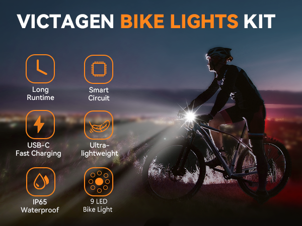 victagen newest bike lights BICYCLE LIGHT bike light headlight bike lights set