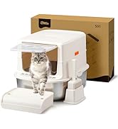 iPettie S01 20L Large Stainless Steel Litter Box, Odor-Reducing Smell Proof Charcoal Filter, Encl...