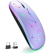 TaIYanG Wireless Mouse, 2.4G Portable Optical Quiet RGB Mouse with USB Receiver and Type C Adapte...