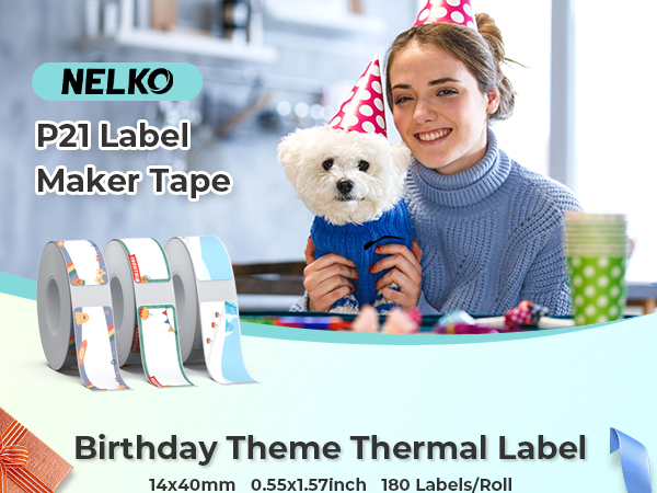 P21 Thermal Label Tape Birthday Theme