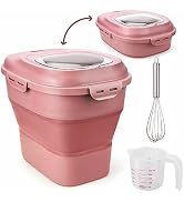 Viretec Large Rice Storage Container, 20lb to 50lb Collapsible Dry Food Storage Bins Dispenser wi...