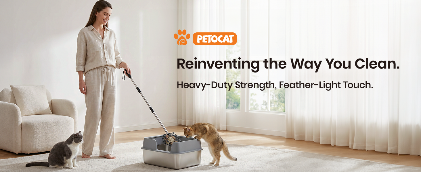 cat litter scoop with stainless steel long handle