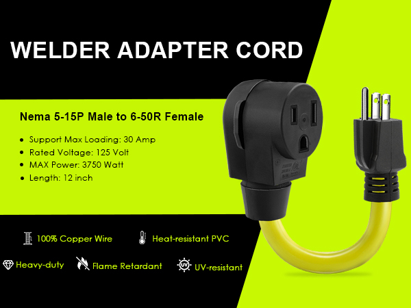 5-15p to 6-50r Welder Adapter Cord