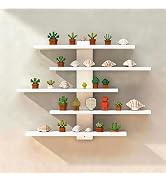 FRAWENLECO No Drill Floating Shelf for Wall, 5-Tier Wall Mounted Organizer, Damage-Free Display S...