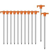 12PCS Tent Stakes Heavy Duty Camping Stakes,AVOFOREST 7.1Inch Non-Rust Metal Tent Pegs Ground Sta...