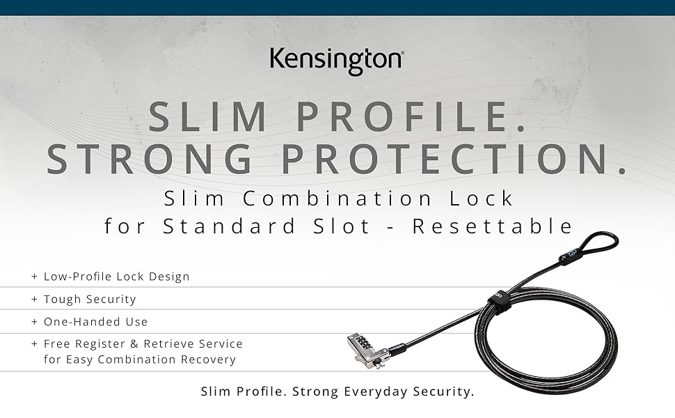 kensington slim combination laptop lock (resettable)