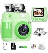 Kids Camera Instant Print, Birthday Gifts for Girls Boys with 3 Rolls Print Paper &amp; 32GB Card, 48...