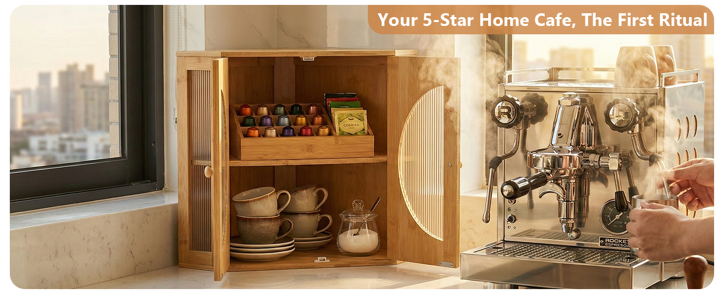 TIRYIUOU Corner Bread Box for Kitchen Countertop Bamboo Storage Container for Homemade Bread