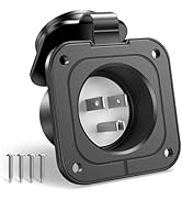 15 Amp Flanged Inlet 125Volt, NEMA 5-15 RV Shore Power Inlet Plug w/Waterproof Cover, 2 Pole 3-Wi...