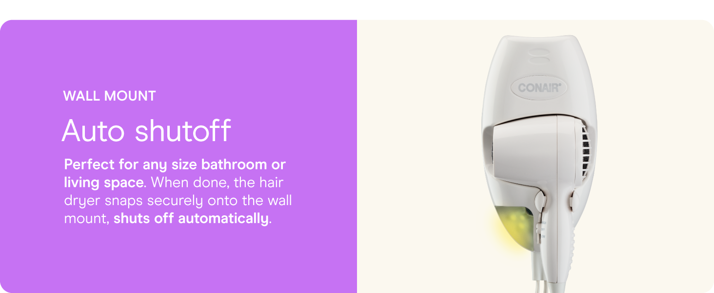 Conair small, mini, and compact hair dryer for travel. Handle folds for easy storage.