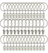 AMZSEVEN 40 Pack Curtain Rings with Clips, Drapery Clips with Rings, Drapes Rings 1.26 in Interio...