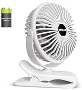 BESKAR Portable Clip on Fan Rechargeable, 4 Speeds Small Battery Operated Fan, USB Desk Fan with ...