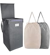 MCleanPin Laundry Hamper with Lid and 2 Removable Liners, 71L Collapsible Dirty Clothes Hamper wi...
