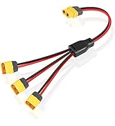 GINTOOYUN XT60 Splitter Extension Cable 1 Female to 3 Male Connector Adapter,12AWG XT60 Power Ext...