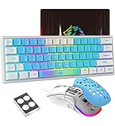 LexonElec K61 60% Gaming Keyboard and Mouse,Wired Mini RGB Backlit LED Keyboard Mechanical Feel,H...
